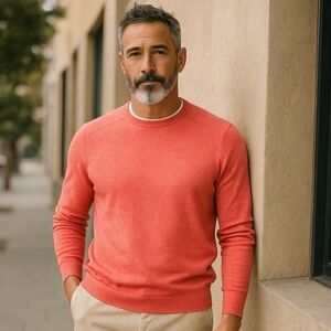 Men's Reiss Carsen Wool/Linen Blend Coral Crewneck Pullover Sweater Size XS